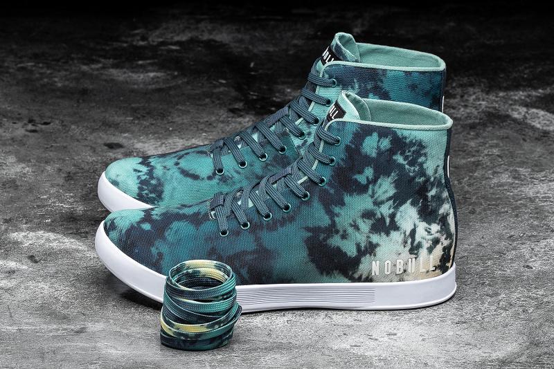 Turquoise Nobull High-Top Teal Tie-Dye Canvas Men's Trainers | CA G1413S